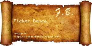 Ficker Bence névjegykártya